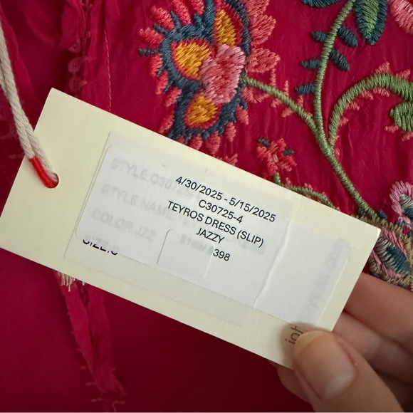 Johnny Was Teyros Dress Jazzy Embroidered Red Size Small NWT Mini - Picture 9 of 13